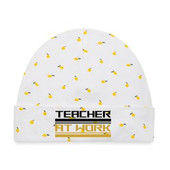 Teacher at work black - Baby Premium Organic Mütze - Weiß/Zitronengelb - Vorne
