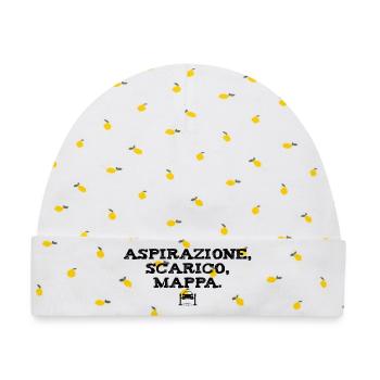 EINLASS, AUSPUFF, KARTE - Baby Premium Organic Mütze - Weiß/Zitronengelb - Vorne