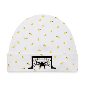 Torwart mit breiten Händen transparente Schattenfigur - Baby Premium Organic Mütze - Weiß/Zitronengelb - Vorne