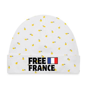 Frankreich, ich bin Franzose, es lebe Frankreich - Baby Premium Organic Mütze - Weiß/Zitronengelb - Vorne