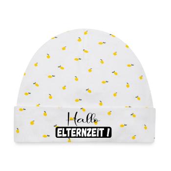 ABSCHIED KOLLEGIN ELTERNZEIT - Baby Premium Organic Mütze - Weiß/Zitronengelb - Vorne