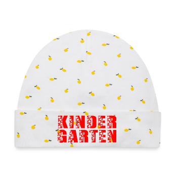 KINDERGARTEN HERZEN - Baby Premium Organic Mütze - Weiß/Zitronengelb - Vorne