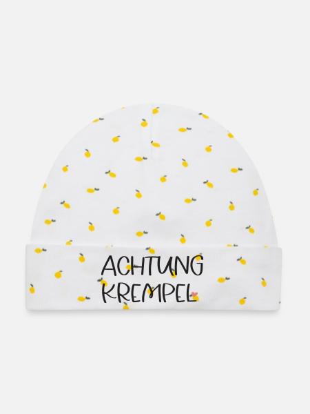 ACHTUNG KREMPEL! - Baby Premium Organic Mütze - Weiß/Zitronengelb