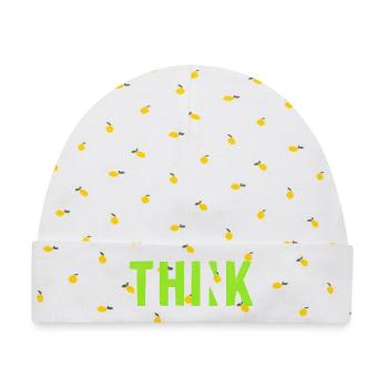 THINK Green | Cooles Streetwear-Typo-Design - Baby Premium Organic Mütze - Weiß/Zitronengelb - Vorne
