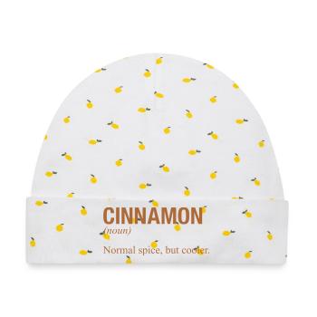CINNAMON Zimt - Baby Premium Organic Mütze - Weiß/Zitronengelb - Vorne