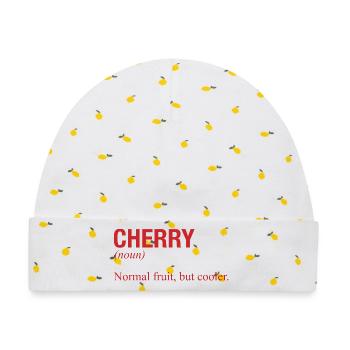 CHERRY Kirsche - Baby Premium Organic Mütze - Weiß/Zitronengelb - Vorne