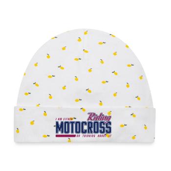 Riding Motocross - MX Riding - Baby Premium Organic Mütze - Weiß/Zitronengelb - Vorne