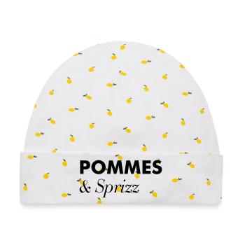 Pommes Sprizz Sommer Ausflug - Baby Premium Organic Mütze - Weiß/Zitronengelb - Vorne