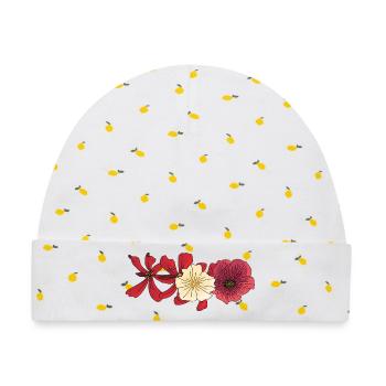 Blumenranke floral - Baby Premium Organic Mütze - Weiß/Zitronengelb - Vorne