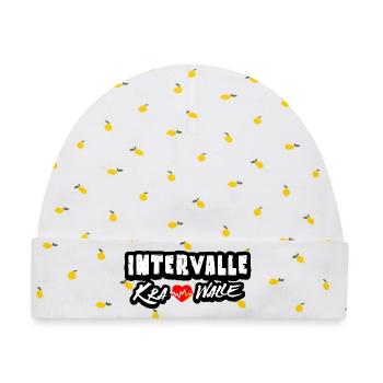 Intervalle Krawalle - lustiges Laufmotiv - Baby Premium Organic Mütze - Weiß/Zitronengelb - Vorne