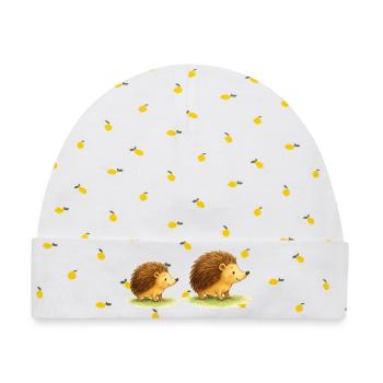 Niedliche Igel für Kinderkleidung - Baby Premium Organic Mütze - Weiß/Zitronengelb - Vorne