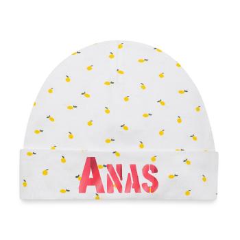 Anas Name Rot text - Baby Premium Organic Mütze - Weiß/Zitronengelb - Vorne
