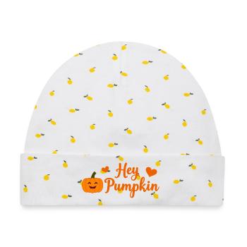 Hey Pumpkin süße Herbst-Design - Baby Premium Organic Mütze - Weiß/Zitronengelb - Vorne