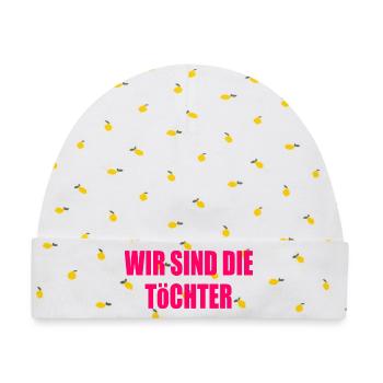 wir sind die töchter - Baby Premium Organic Mütze - Weiß/Zitronengelb - Vorne