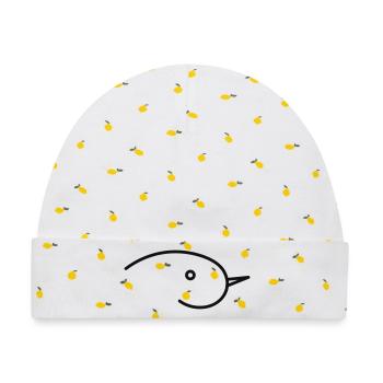 minimal dug - Baby Premium Organic Mütze - Weiß/Zitronengelb - Vorne