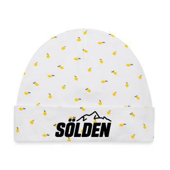 Sölden - Souvenir Design - Baby Premium Organic Mütze - Weiß/Zitronengelb - Vorne