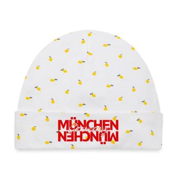 München Germany Script Overlay - Baby Premium Organic Mütze - Weiß/Zitronengelb - Vorne