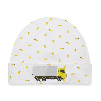 Frachtlieferwagen - Baby Premium Organic Mütze - Weiß/Zitronengelb - Vorne