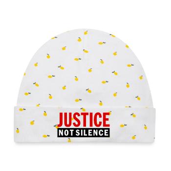 Justice Not Silence Gerechtigkeit Statement - Baby Premium Organic Mütze - Weiß/Zitronengelb - Vorne