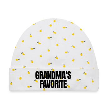 Favorite Grandchild Funny I'm Grandma's Favorite - Baby Premium Organic Mütze - Weiß/Zitronengelb - Vorne