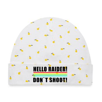 Hello Raider Neonstreifen in Retrofarben dont shot - Baby Premium Organic Mütze - Weiß/Zitronengelb - Vorne