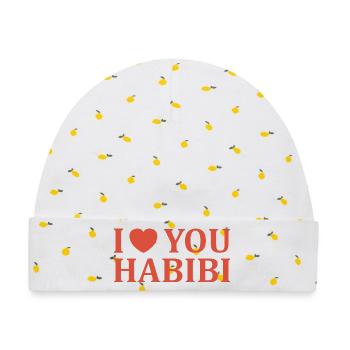 Ich liebe dich Habibi-Typografie - Baby Premium Organic Mütze - Weiß/Zitronengelb - Vorne