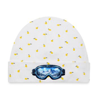 Skibrille Berge Panorama - Baby Premium Organic Mütze - Weiß/Zitronengelb - Vorne