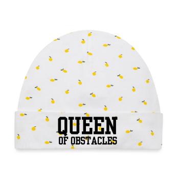 Queen of Obstacles - Baby Premium Organic Mütze - Weiß/Zitronengelb - Vorne
