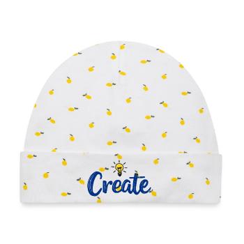 Create Schriftzug mit leuchtender Glühbirne - Baby Premium Organic Mütze - Weiß/Zitronengelb - Vorne