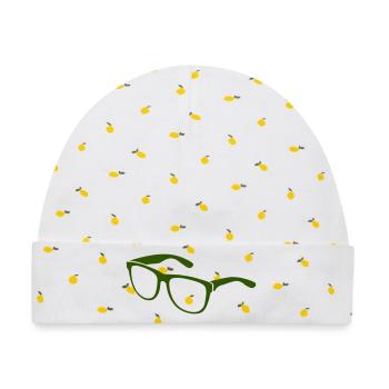 brille - Baby Premium Organic Mütze - Weiß/Zitronengelb - Vorne