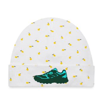 Sportlicher Sneaker Flat Icon - Baby Premium Organic Mütze - Weiß/Zitronengelb - Vorne