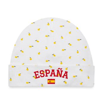 Spanien Flagge Design Rot - Baby Premium Organic Mütze - Weiß/Zitronengelb - Vorne