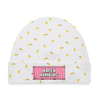 Hafen Hamburg Pink Container - Baby Premium Organic Mütze - Weiß/Zitronengelb - Vorne