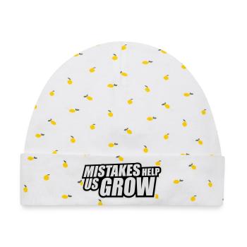 Mistakes Help Us Grow Lustig Motivational Wachstum - Baby Premium Organic Mütze - Weiß/Zitronengelb - Vorne