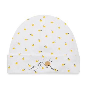 Berg Sonne - Baby Premium Organic Mütze - Weiß/Zitronengelb - Vorne
