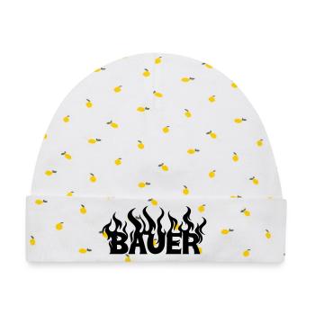 Bauer lodernde Flammen - Baby Premium Organic Mütze - Weiß/Zitronengelb - Vorne