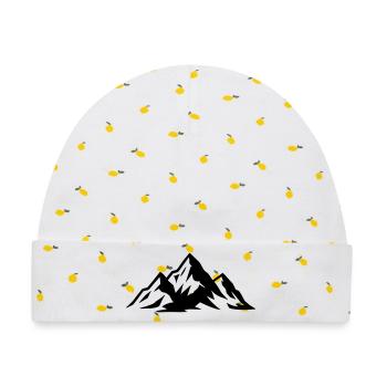 Silhouette der Schweizer Alpen - Baby Premium Organic Mütze - Weiß/Zitronengelb - Vorne
