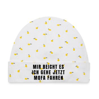 Mofa Spruch - Baby Premium Organic Mütze - Weiß/Zitronengelb - Vorne