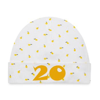 20. 20. JAHRESTAG. 20-JÄHRIGES JUBILÄUM. 20 JAHRE. - Baby Premium Organic Mütze - Weiß/Zitronengelb - Vorne
