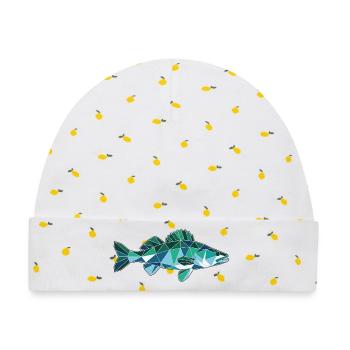 Poly Stil Zander - Baby Premium Organic Mütze - Weiß/Zitronengelb - Vorne