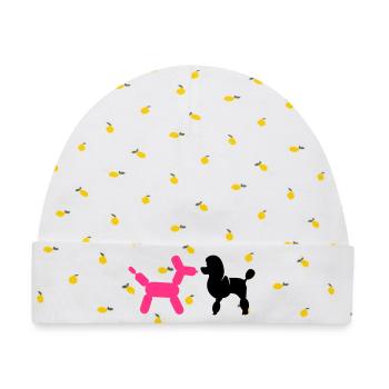 Pudel und Luftballon-Pudel - Baby Premium Organic Mütze - Weiß/Zitronengelb - Vorne