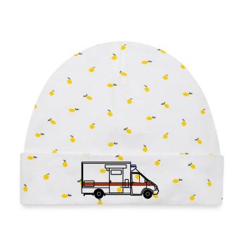 Ambulance / Rettungstransportwagen - Baby Premium Organic Mütze - Weiß/Zitronengelb - Vorne