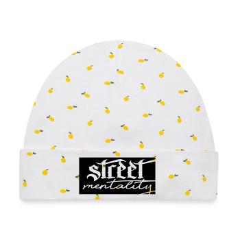 street mentality - Baby Premium Organic Mütze - Weiß/Zitronengelb - Vorne