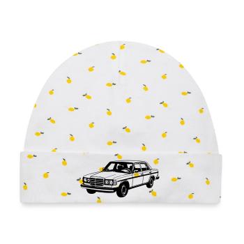 MB W123 , Youngtimer / Oldtimer ...(25) - Baby Premium Organic Mütze - Weiß/Zitronengelb - Vorne