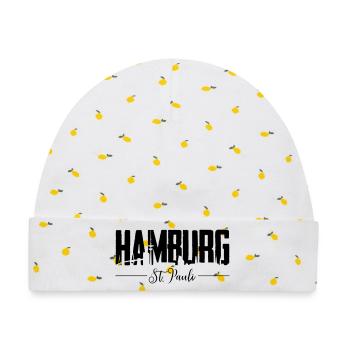 Hamburg St. Pauli, Reeperbahn, Kiez - Baby Premium Organic Mütze - Weiß/Zitronengelb - Vorne