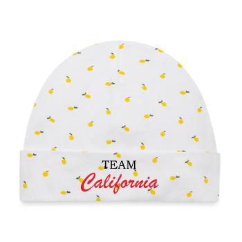 California Script Rot - Baby Premium Organic Mütze - Weiß/Zitronengelb - Vorne