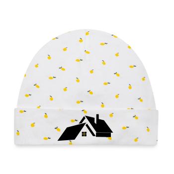 Logo für Haus oder Haus - Baby Premium Organic Mütze - Weiß/Zitronengelb - Vorne
