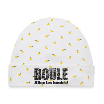 Boule Allez les boules! Boulekugeln für Bouler - Baby Premium Organic Mütze - Weiß/Zitronengelb - Vorne