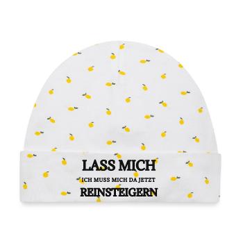 Lass Mich Jetzt Reinsteigen Typo - Baby Premium Organic Mütze - Weiß/Zitronengelb - Vorne