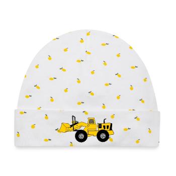 Gelber Bulldozer - Baby Premium Organic Mütze - Weiß/Zitronengelb - Vorne
